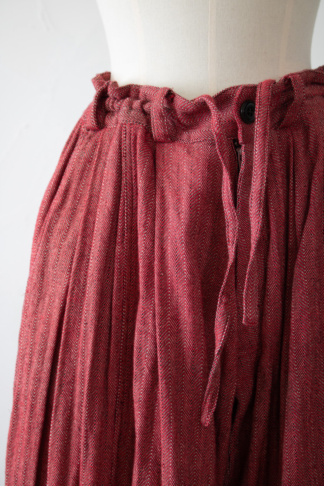 hakama pants K700 cotton herringbone red/beige