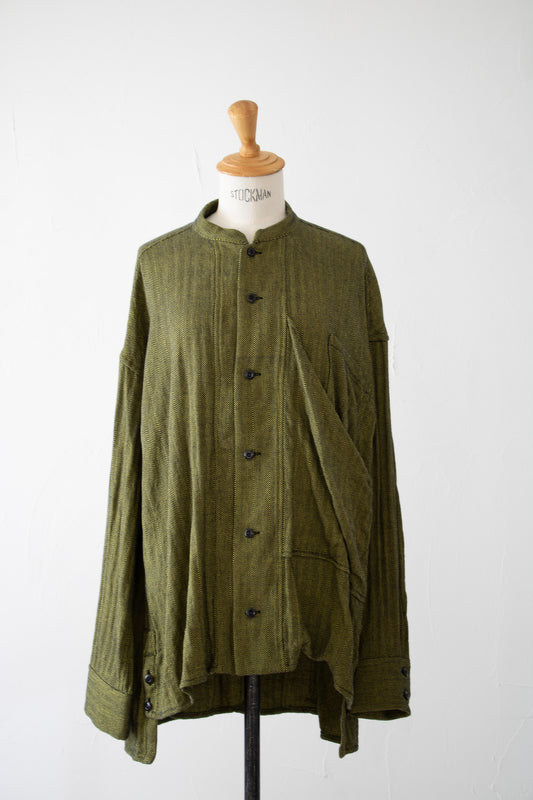 lama shirt K505 cotton herringbone karashi