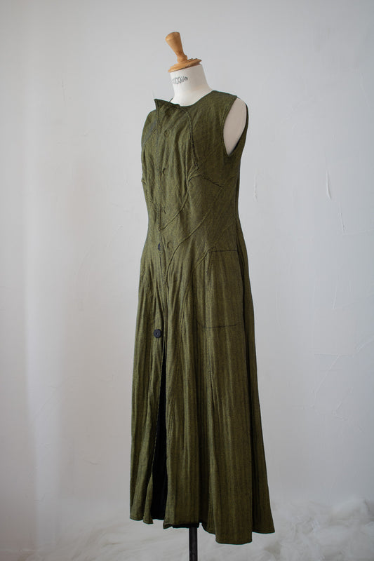 mary dress K205 cotton herringbone karashi