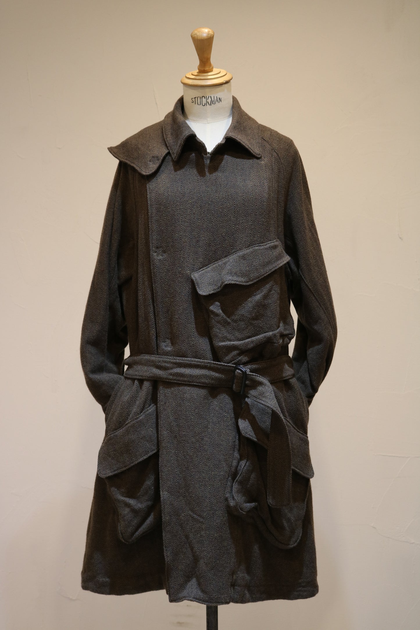 kurohune coat K100 cotton wool heringborn khaki